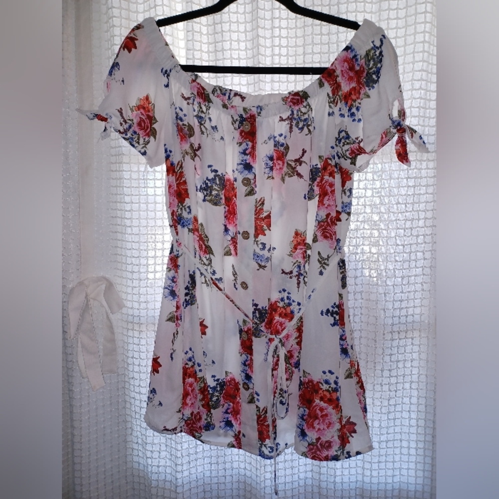 Off Shoulder Floral Blouse